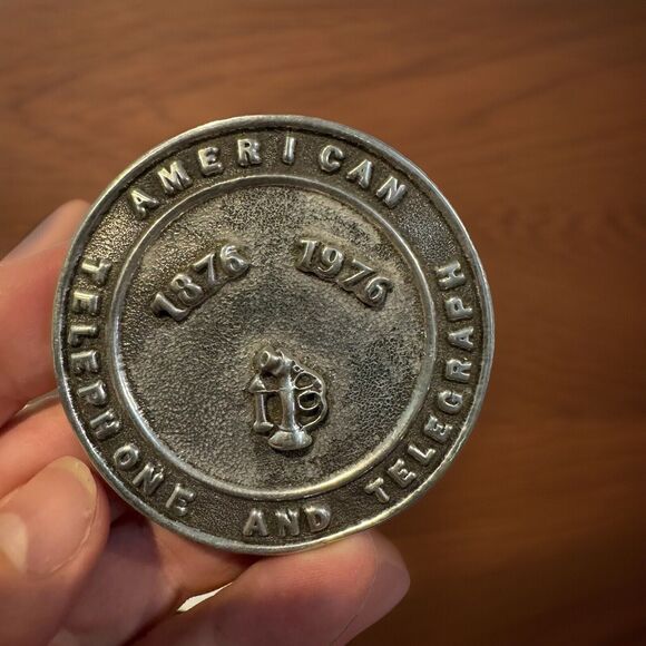 Vintage 1976 AT&T 100th Anniversary Telephone Telegraph Bell System Belt Buckle - Picture 1 of 2